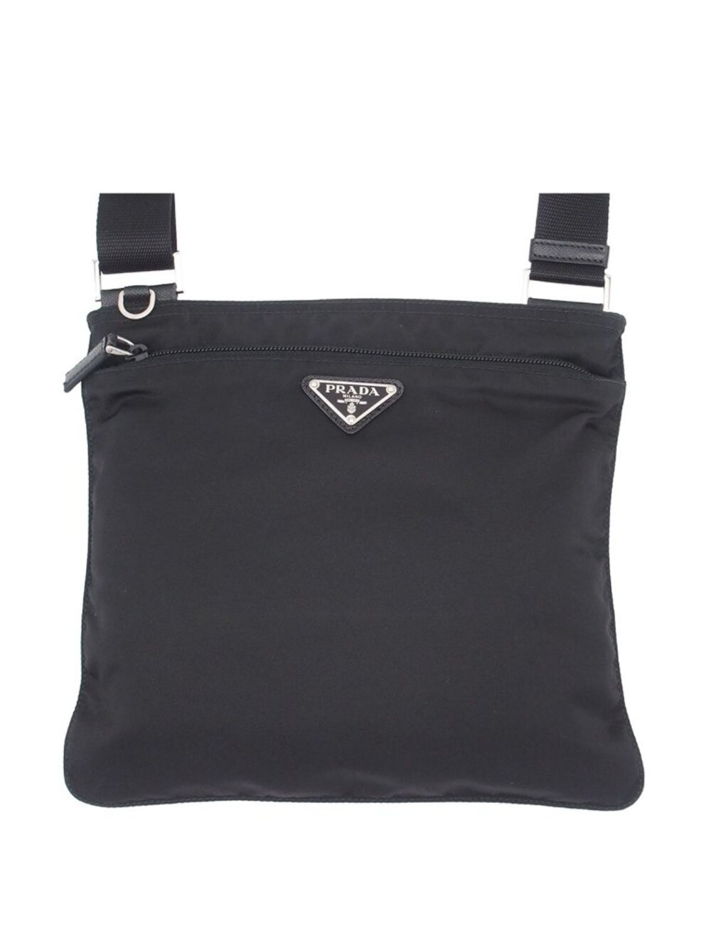 Prada Shoulder Bag Black Nylon Crossbody Triangle Logo
